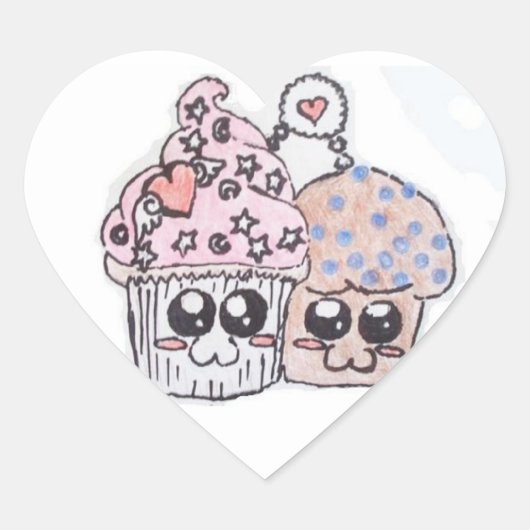 Anime cupcake en muffin in liefde stickers (Voorkant)