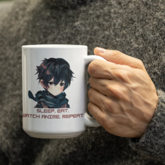 Anime Cute Boy gezegde Anime Eat Sleep Herhaal Koffiemok