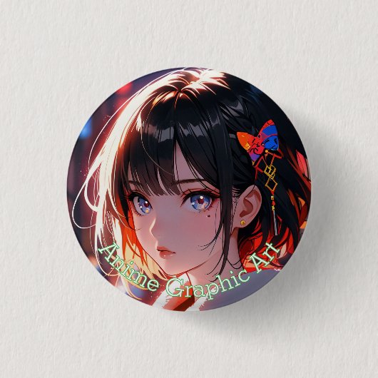 anime cute girl design ronde button 3,2 cm (Voorkant)
