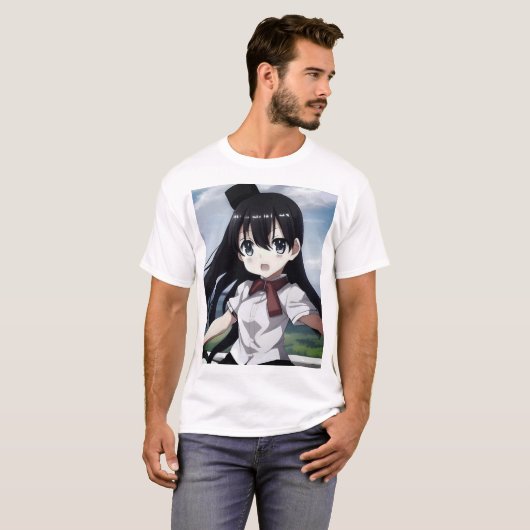 Anime Cute Girl Tshirt (Voorkant volledig)