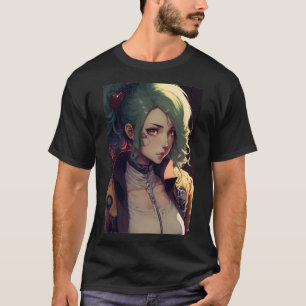 Anime Cute Girl with Green Hair T-shirt