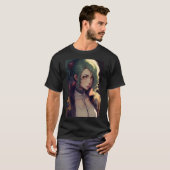 Anime Cute Girl with Green Hair T-shirt (Voorkant volledig)