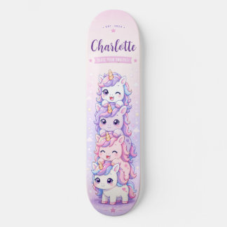 Anime Cute Pink and Purple Unicorn Personalised Persoonlijk Skateboard