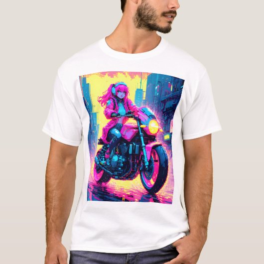 Anime Cyber Punk Themed Graphic Shirt (Voorkant)