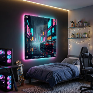 Anime Cyberpunk Stadslandschap Futuristische Neo Poster