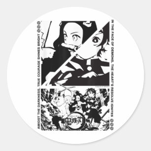 Anime Demon Slayer Characters Dynamic Scene _1 Ronde Sticker