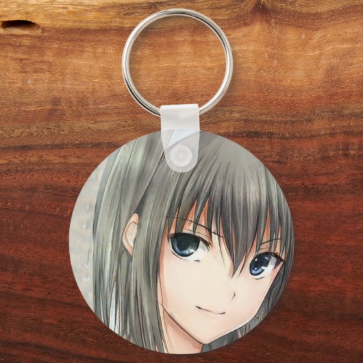 Anime donkerharige sleutelhanger (Voorkant)
