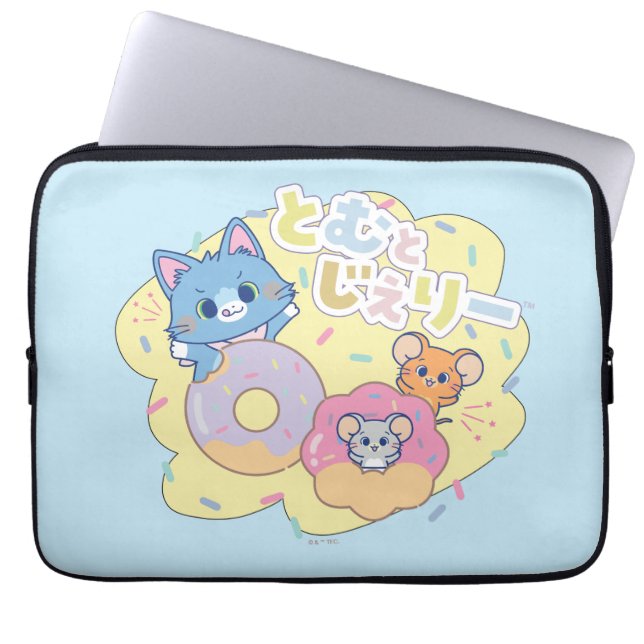Anime Donut Delights beroemd gemaakt door Tom, Jer Laptop Sleeve (Voorkant)