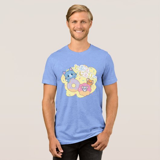 Anime Donut Delights beroemd gemaakt door Tom, Jer Tri-Blend Shirt (Voorkant volledig)