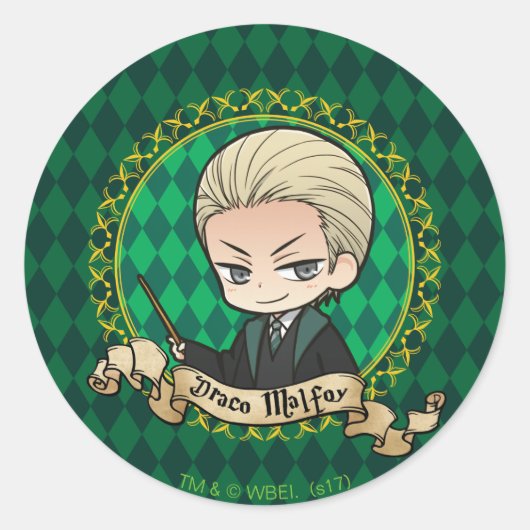 Anime Draco Malfoy Ronde Sticker (Voorkant)