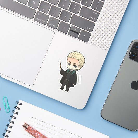 Anime Draco Malfoy Sticker (Laptop met iPhone)