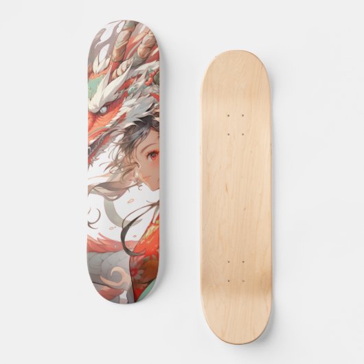 Anime Dragon/Meisje Schaats Deck Persoonlijk Skateboard (Voorkant)