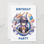 Anime Dragon Thema Boy's Verjaardagsfeestje Kaart (Voorkant)