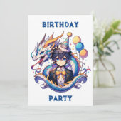 Anime Dragon Thema Boy's Verjaardagsfeestje Kaart (Staand voorkant)