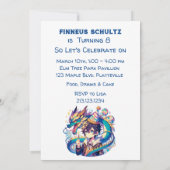 Anime Dragon Thema Boy's Verjaardagsfeestje Kaart (Achterkant)