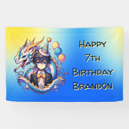 Anime Dragon Thema Gepersonaliseerde Boy's Birthda Spandoek