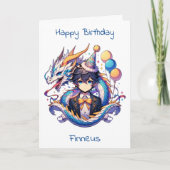 Anime Dragon Theme Boy's Birthday | kleurplaat Kaart (Voorkant)