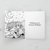 Anime Dragon Theme Boy's Birthday | kleurplaat Kaart (Binnen)