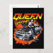 Anime Drift Mechanic Car - Garage Queen Art Briefkaart (Voorkant / Achterkant)