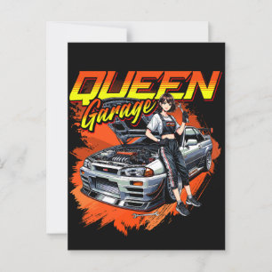 Anime Drift Mechanic Car - Garage Queen Art Briefkaart