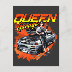 Anime Drift Mechanic Car - Garage Queen Art Feestdagenkaart