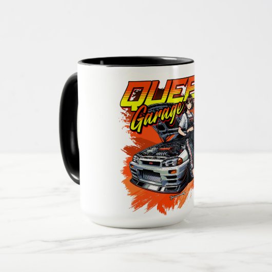 Anime Drift Mechanic Car - Garage Queen Art Mok (Voorkant links)