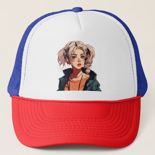 Anime droom: Beige-haired schoonheid Trucker Pet (Voorkant)