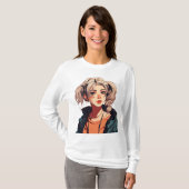 Anime Droom: Schoonheid met Beige Haar T-shirt (Voorkant volledig)