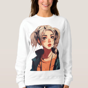 Anime Droom: Schoonheid met Beige Haar Trui
