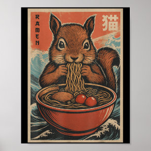 Anime Eekhoorn Ramen Japanse Kawaii geschenken voo Poster
