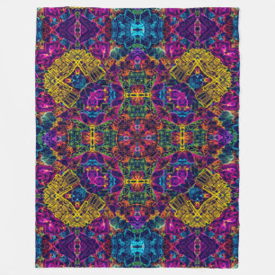 Anime Elektrische Neon Robot Satijn Mandala Fleece Deken