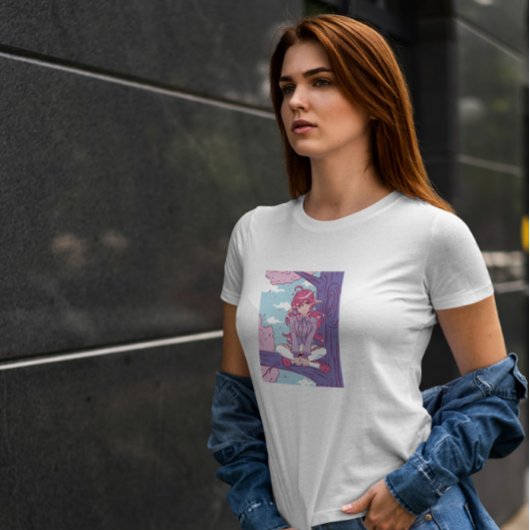 Anime Elf Girl in een boom T-shirt