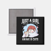 Anime en Cats Otaku Japanese Anime Girl Magneet (Voorkant / Achterkant)