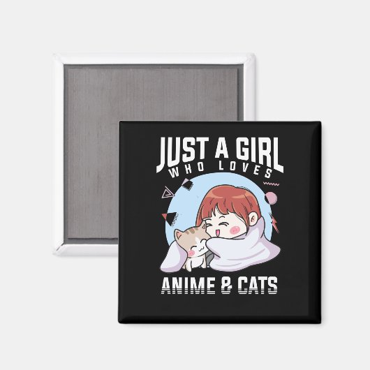 Anime en Cats Otaku Japanese Anime Girl Magneet (Voorkant / Achterkant)