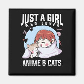 Anime en Cats Otaku Japanese Anime Girl Magneet (Voorkant)