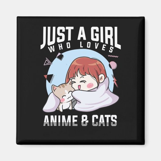 Anime en Cats Otaku Japanese Anime Girl Magneet (Voorkant)