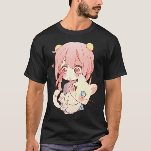 Anime en katten liefhebber voor n manga kawaii ota t-shirt (Voorkant)