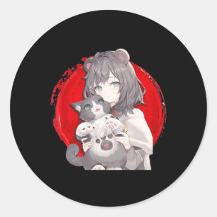 Anime en Katten Lover Japanse Manga kawaii Otaku G Ronde Sticker