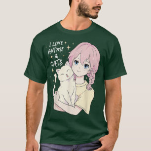 Anime en Katten Lover voor Teen Manga kawaii Grafi T-shirt
