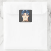 Anime en Manga Faces Vierkante Sticker (Tas)