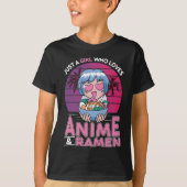Anime en Ramen Girl Otaku Retro Japans Manga T-shirt (Voorkant)