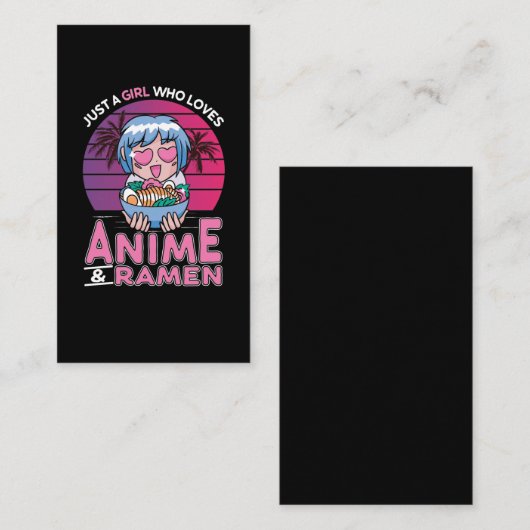Anime en Ramen Girl Otaku Retro Japans Manga Visitekaartje (Voorkant / Achterkant)