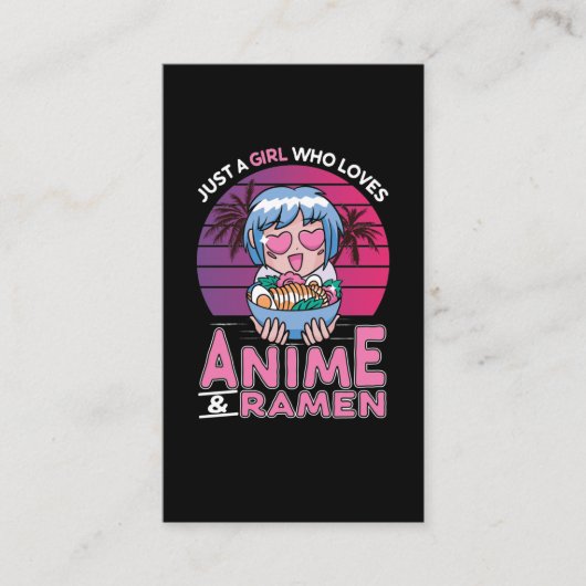 Anime en Ramen Girl Otaku Retro Japans Manga Visitekaartje (Voorkant)