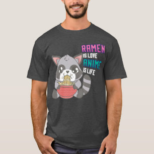 Anime en Ramen Racoon - Otaku Noodle Soup T-shirt