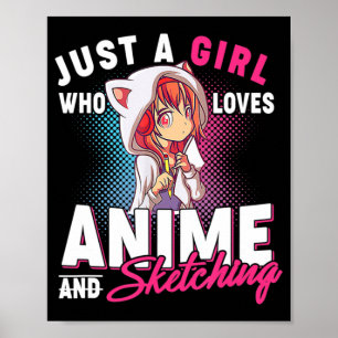 Anime en Sketching Enkel een meisje dat van Anime Poster