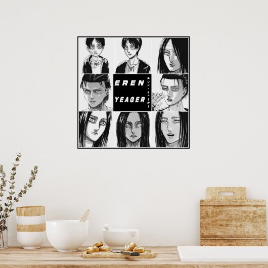 Anime Eren Yeager SnK Evolution Poster (Keuken)