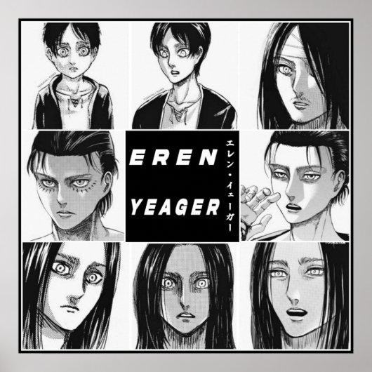 Anime Eren Yeager SnK Evolution Poster (Voorkant)