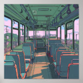 Anime esthetiek in een bus Landscape Art Print (Voorkant)