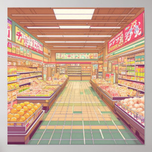 Anime Esthetische Japanse Supermarkt Interieur Poster