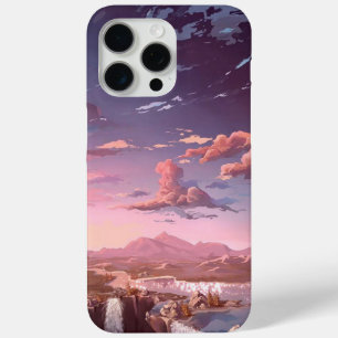Anime Esthetische Zonsondergang Landschap met Wate iPhone 15 Pro Max Hoesje